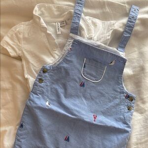 Janie and Jack Light Blue Overalls with Nautical Accents
